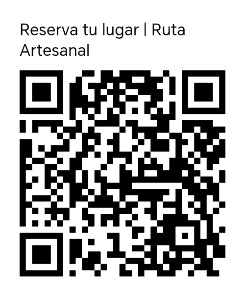 Código QR oficial de pago: Reserva tu lugar | Ruta Artesanal. Al escanearlo se abre la página segura de PayPal para el apartado de US$50 o $1,000 MXN.