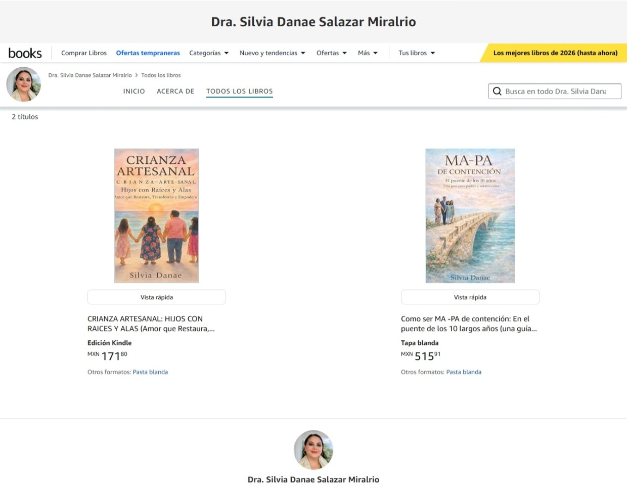 Libros de Dra. Silvia Danae en Amazon: Crianza Artesanal y MA-PA de Contención